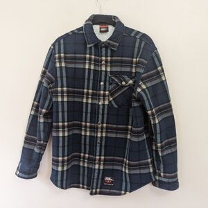 Vintage Y2K No Fear Sherpa Lined‎ Plaid Flannel Shacket  Skater Grunge